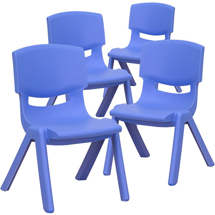 Flash Furniture Whitney 4 Pack Blue Plastic Stackable School Chair with 10.5'' Seat Height