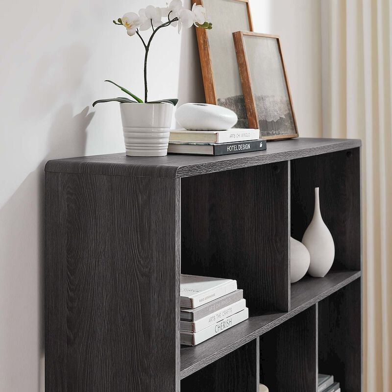 Modway EEI-2529-CHA Transmit 7 Shelf Wood Grain Bookcase, Charcoal image number 8