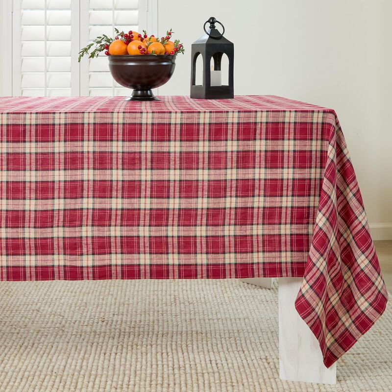 Linen Tablecloth - Burgundy Plaid image number 0