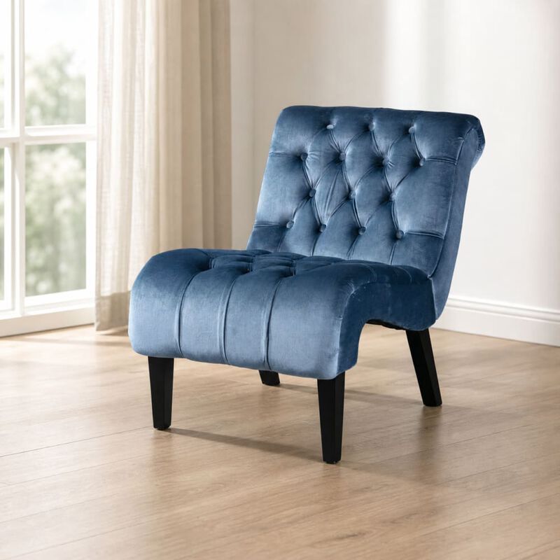 GOODSILO Armless Velvet Upholstered Accent Chair Leisure Chair with Wooden Legs for Living Room, Bedroom, Office, Small Spaces image number 3