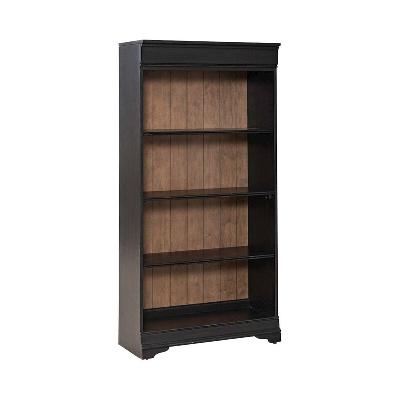Liberty Furniture Meritage 60 Inch Bookcase for Home Office - Aged Charcoal w/ Rub Thru & Caramel image number 2