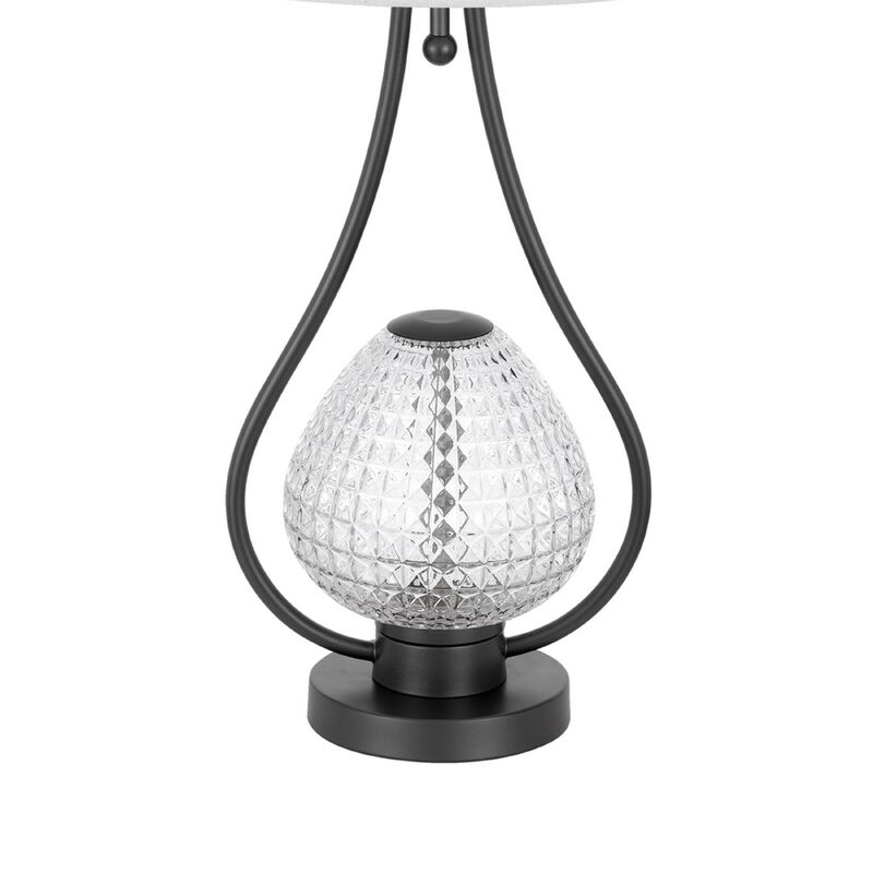 Table Lamp with Nightlight, Teardrop Diamond Design Glass Body, Gray Metal image number 6