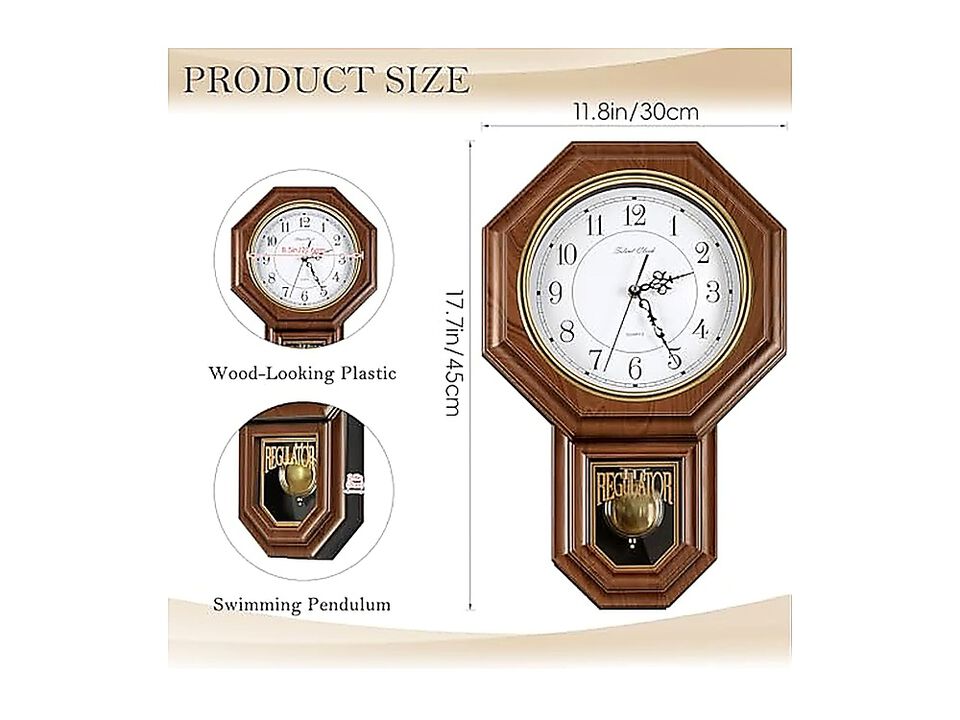 Pendulum Wall Clocks Battery Operated Regulator Clock Vintage Decor Grandfather