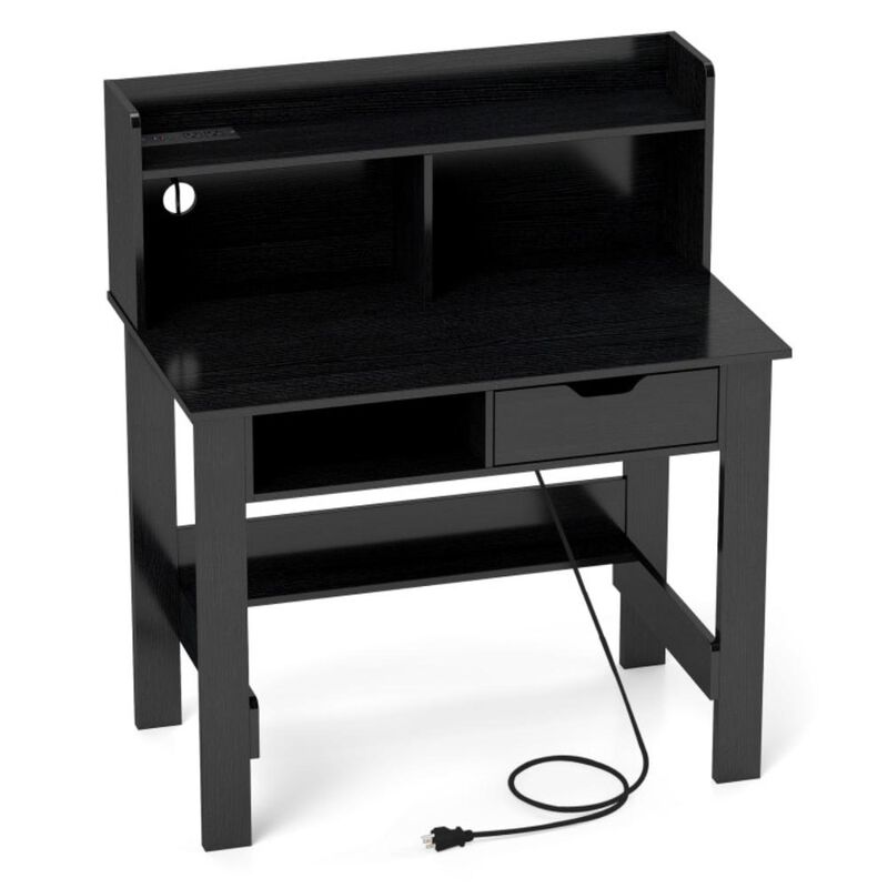 Hivvago Computer Desk with Power Outlets USB Ports and Type-C