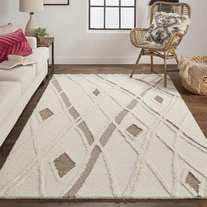 Anica 8008F Ivory/Taupe/Brown 5' x 8' Rug