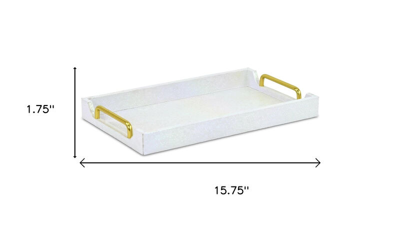 HomeRoots 16" White Faux Shagreen Serving Tray With Handles image number 5