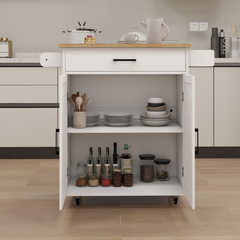 ELEMENT ACE Versatile Kitchen Island Cart with Adjustable Shelves and Towel Rack image number 6