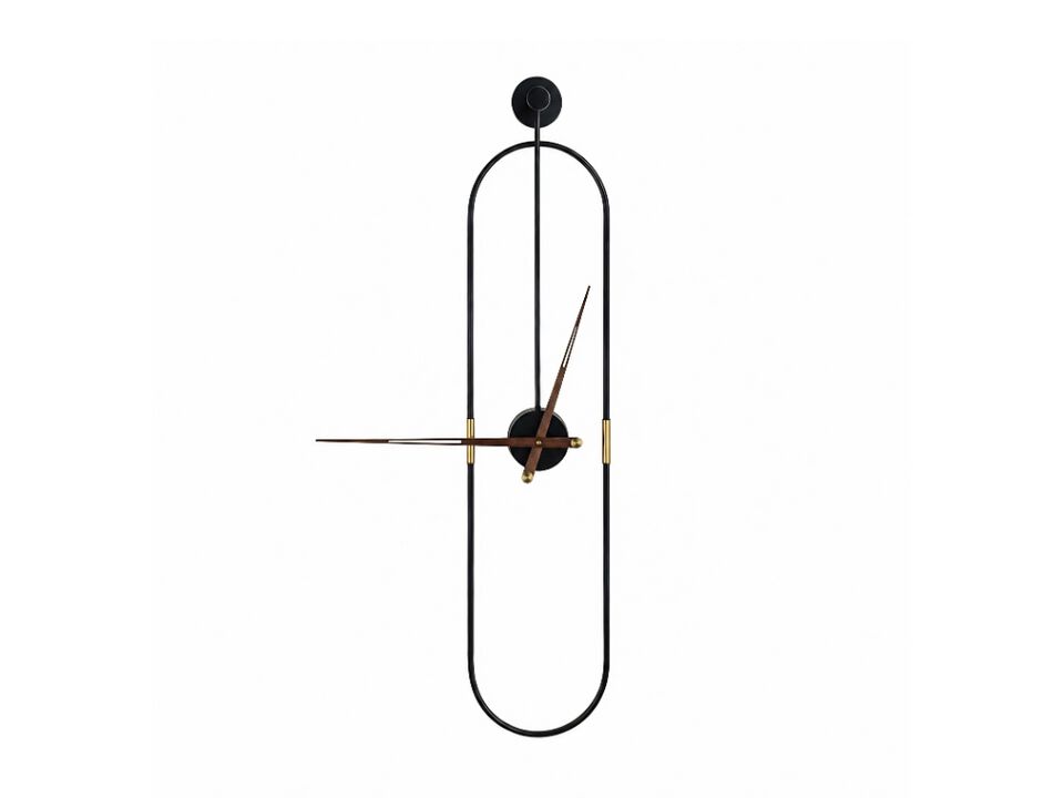 Modern Oval Wall Clock with Walnut Pointers - Large Clock for Home & Office
