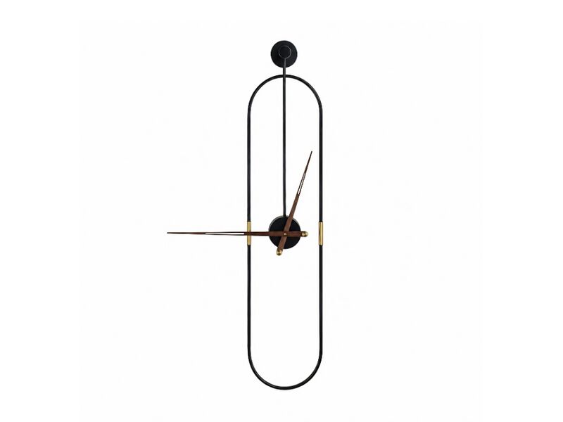 Modern Oval Wall Clock with Walnut Pointers - Large Clock for Home & Office image number 0