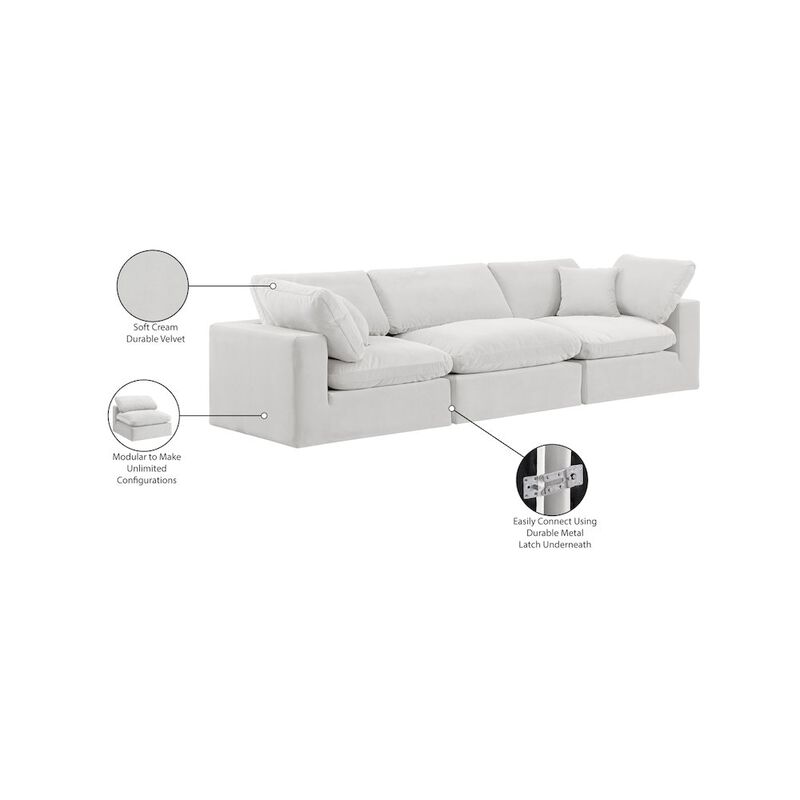 Meridian Furniture Comfy Cream Velvet Modular Sofa