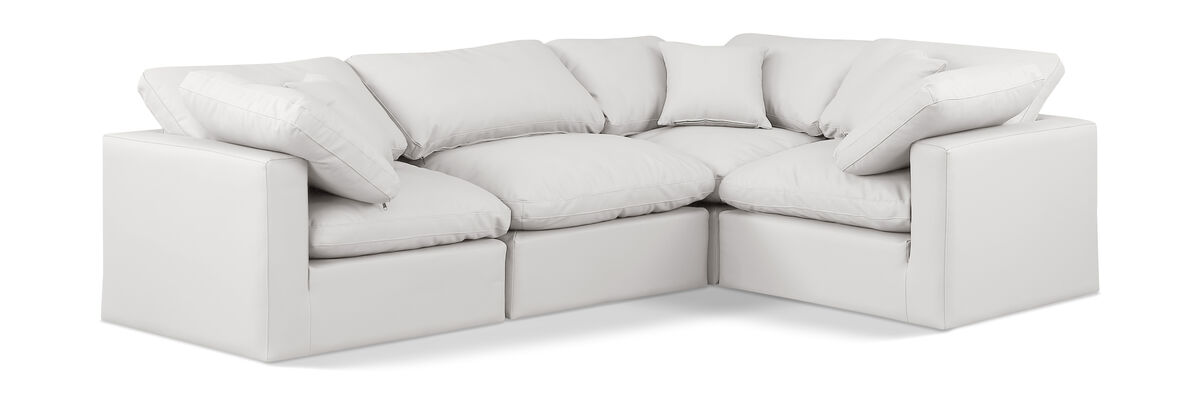 Meridian Furniture Indulge Cream Vegan Leather Modular Sectional