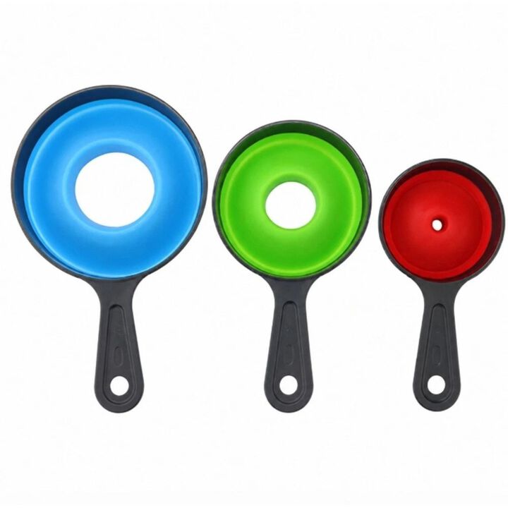 Pack of 3 Collapsible Silicone Kitchen Funnel Set
