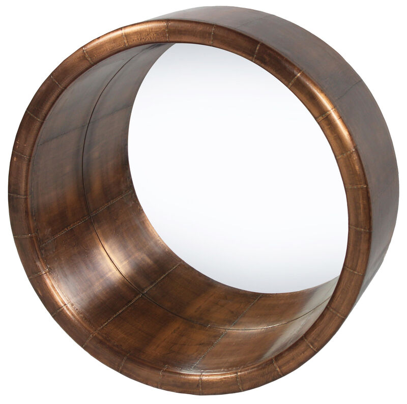 HomeRoots 21" Copper Round Metal Framed Accent Mirror image number 2