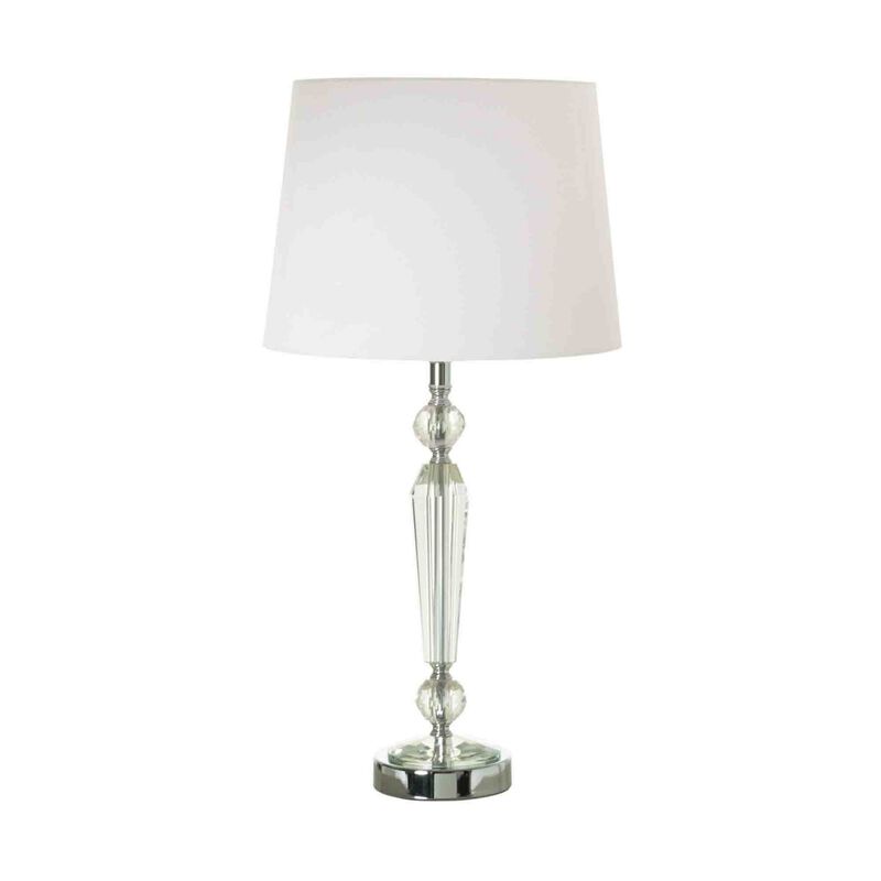 24 Inch Table Lamp Set of 2 with Glass Stands, Metal Base, Clear Finish - Benzara
