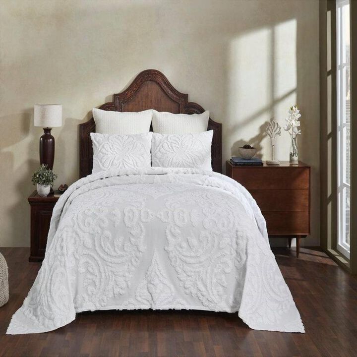 100-Percent Cotton Chenille 3-Piece Coverlet Bedspread Set