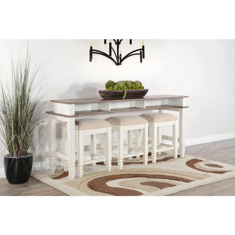 Sunny Designs Pasadena Farmhouse Mahogany Console Table in Off White/Light Brown
