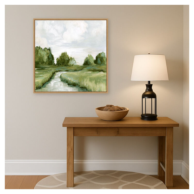 Tranquil Stream Through Green Fields by PI Studio Framed Canvas Wall Art image number 4