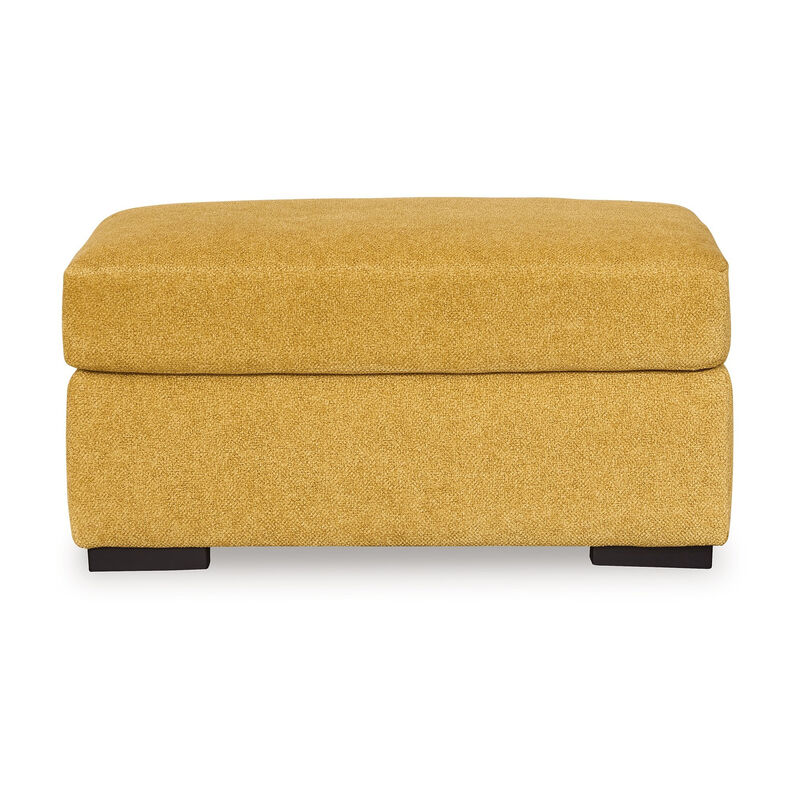 Viena Rectangular Accent Ottoman, Soft Yellow Faux Velvet 24x39 Inch - Benzara