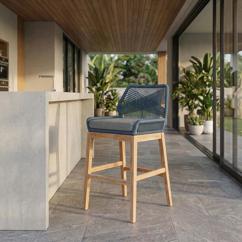 Teak, Rope Outdoor Counter Stool, Weather-Resistant Material, Patio Use image number 4