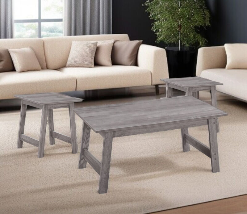 Modern Set of 3 Coffee Tables for Living Room and Lounge Furniture Arrangement