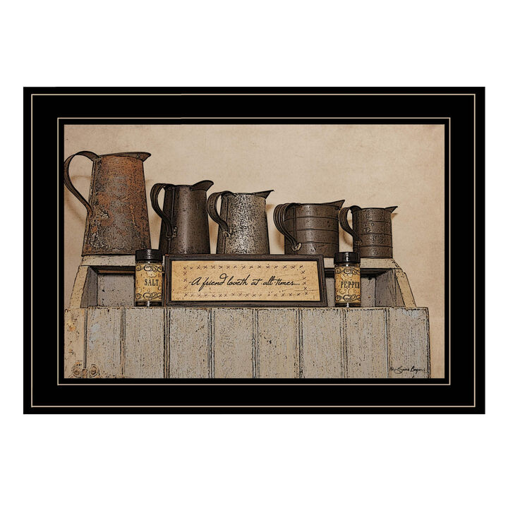 HomeRoots A Friend Loveth at All Time 3 Black Framed Print Wall Art