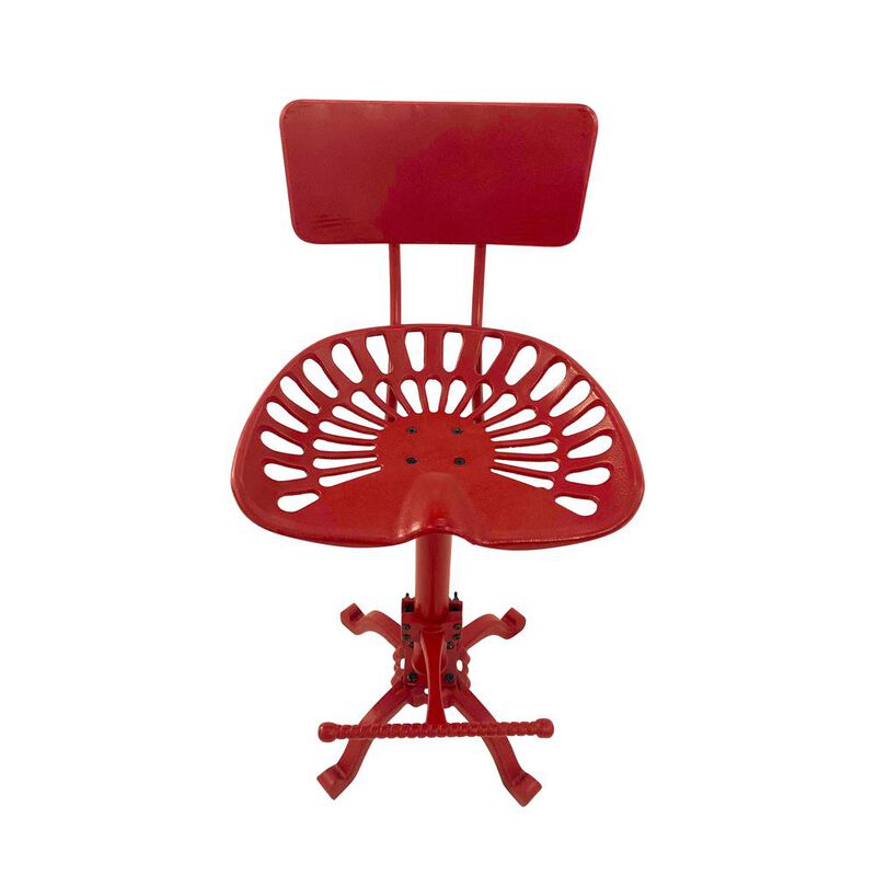 Carolina Living August Tractor Seat Barstool with Back - Red