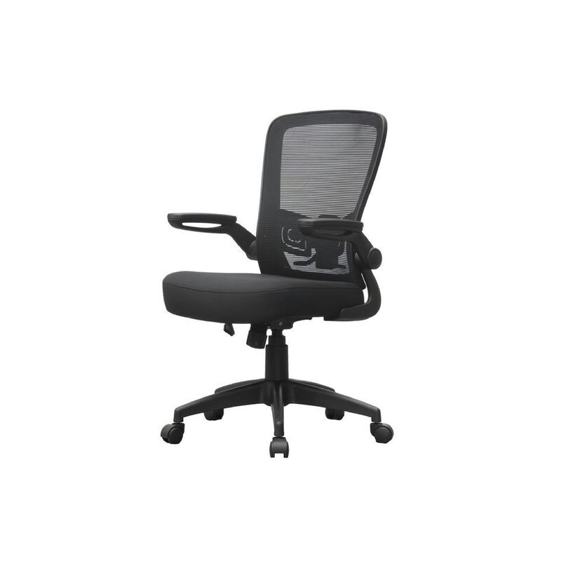 Swivel Task Chair, Mesh Back, Flip Arm, Height Adjustable, Black Fabric image number 4