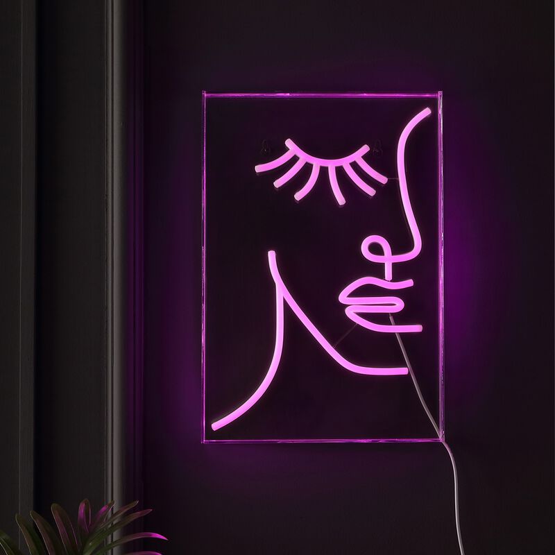 Half-Face 10.3" X 15" Contemporary Glam Acrylic Box USB Operated LED Neon Light