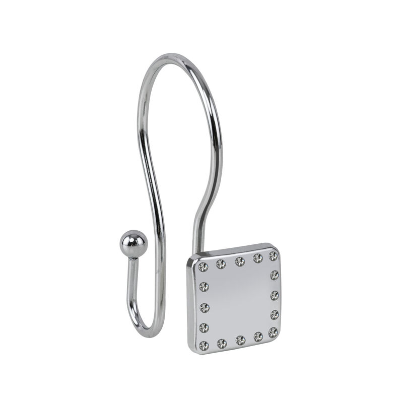 Metal Double Shower Curtain Hooks, Set of 12 image number 0