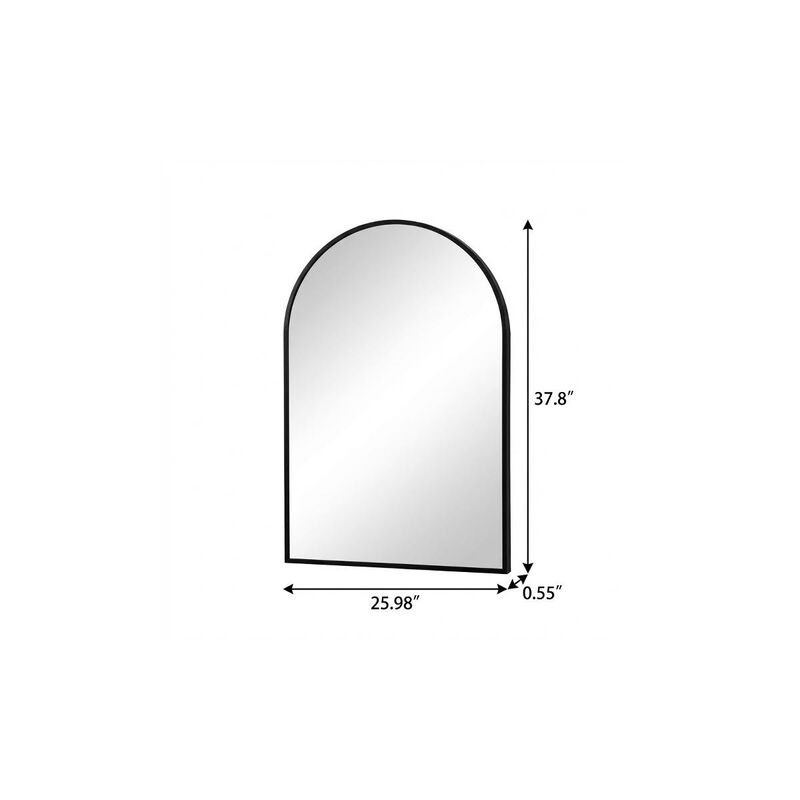 HomeRoots 38" Black Aluminum Arch Framed Anti Fog Accent Mirror image number 2