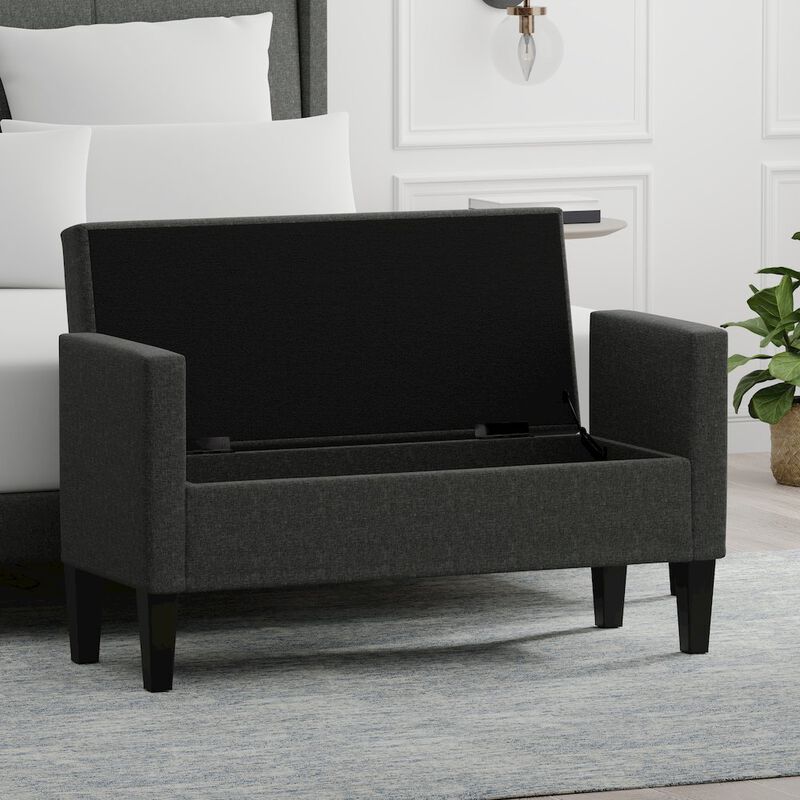 Rize Home 46 Storage Bench with Arms - Dark Gray image number 5