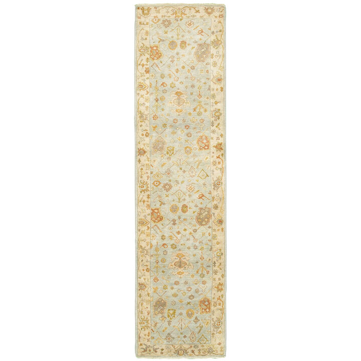 HomeRoots Wool Oriental Hand Knotted Runner Rug