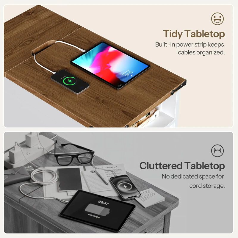 Narrow End Table with Charging Station, Space Saving Nightstand image number 4