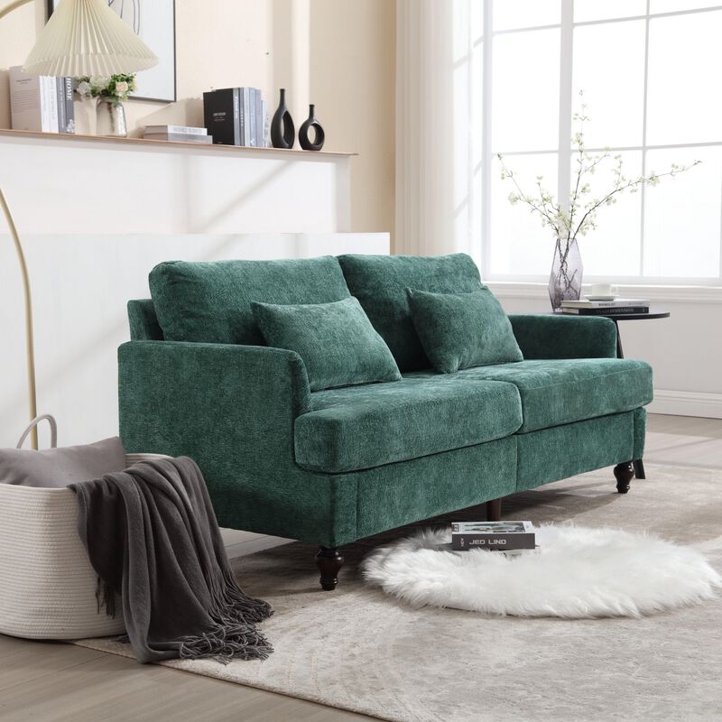 Clihome Modern chenille Fabric Loveseat, 2-Seat Upholstered Loveseat Sofa Modern Couch image number 1