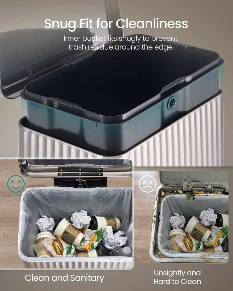 50 Liter Stainless Steel Trash Can with Lid Removable Inner Bucket image number 6
