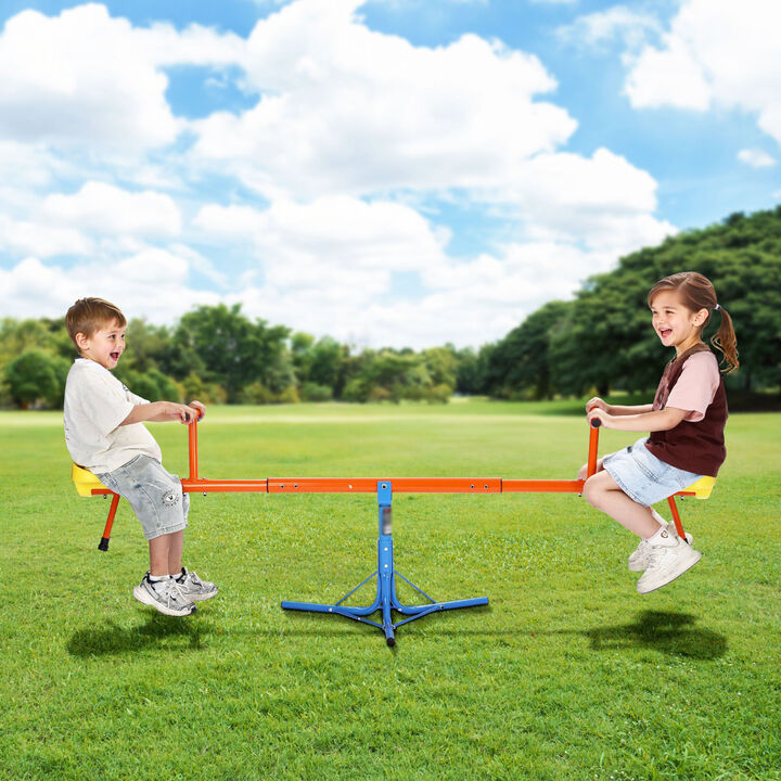 Kids Sit and Spin Seesaw, Teeter Totter with 3-Prong Support Legs, Ages 3+