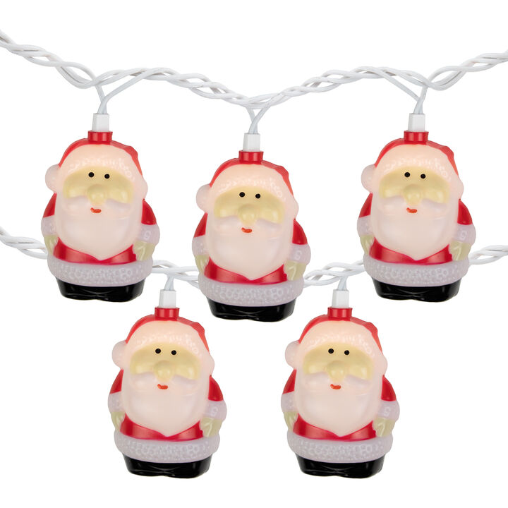 10-Count Santa Claus Christmas Light Set  6ft Green Wire