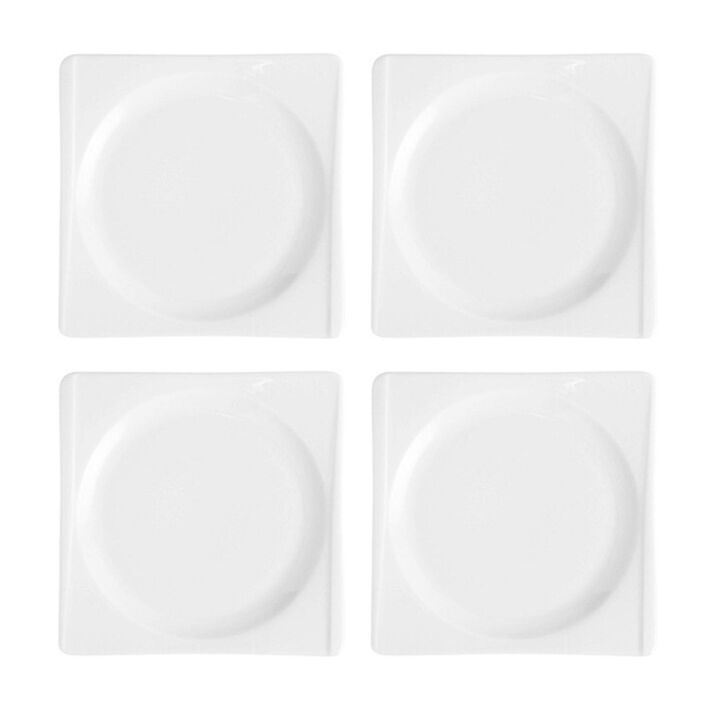 Porcelain Hong Kong 7" x 7" Square White Porcelain Plate (Set of 4)