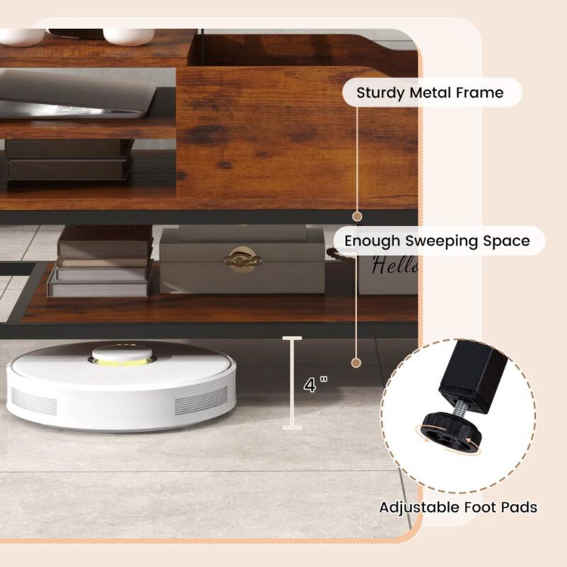 Hivvago Lift Top Coffee Table with Hidden Compartment and Removable Storage Shelf