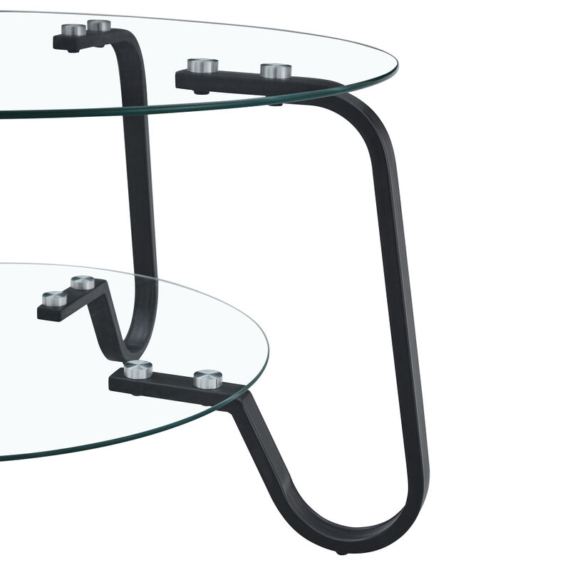 Ketwul 2-Tier Round Glass Coffee Table image number 7