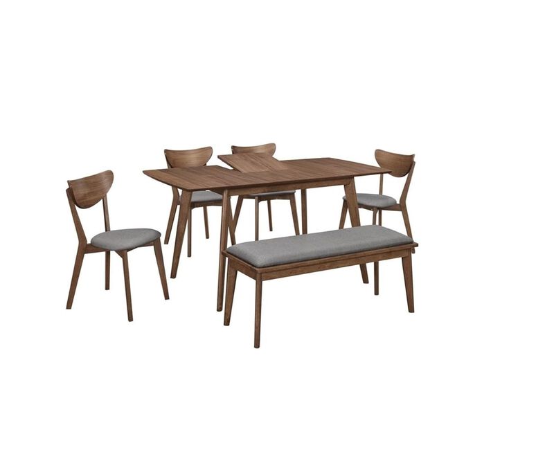 Coaster Alfredo Dining Room Set Natural Walnut and Grey