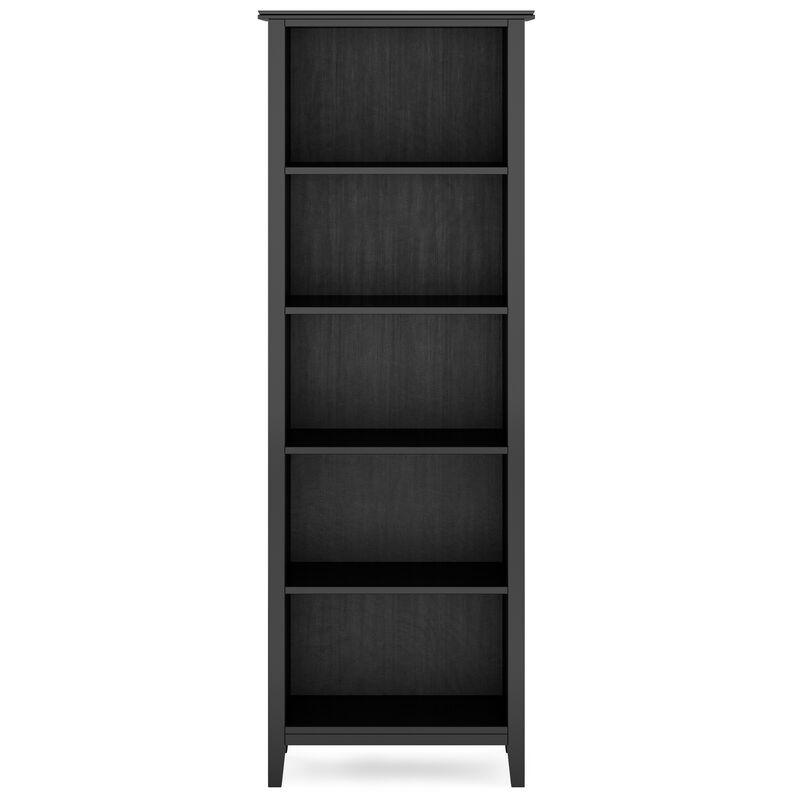 Artisan SOLID WOOD 72 inch x 26 inch Contemporary 5 Shelf Bookcase in Black