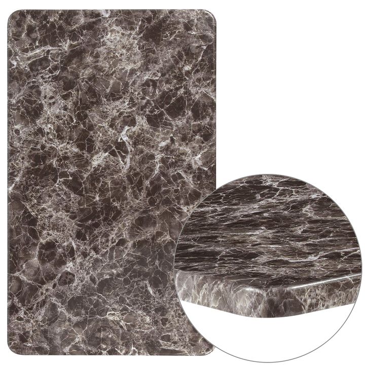 Flash Furniture Glenbrook 24" x 42" Rectangular Gray Marble Laminate Table Top