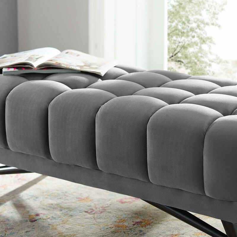 Modway Adept 47.5" Performance Velvet Bench in Gray image number 6