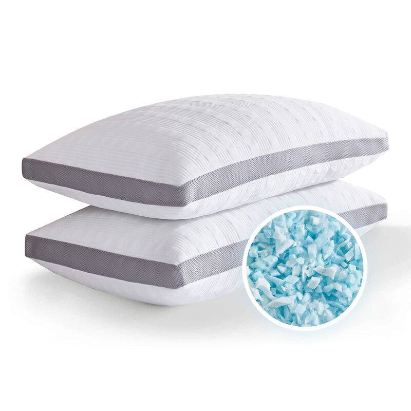 Meoflaw Cooling Pillows King Size Set of 2,Shredded Memory Foam Bed Pillows for Sleeping, Supportive King Pillows for Back & Sid
