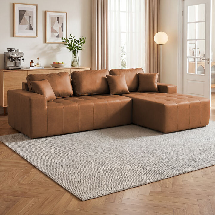 Kipur Faux Leather L-Shaped Sectional Couch