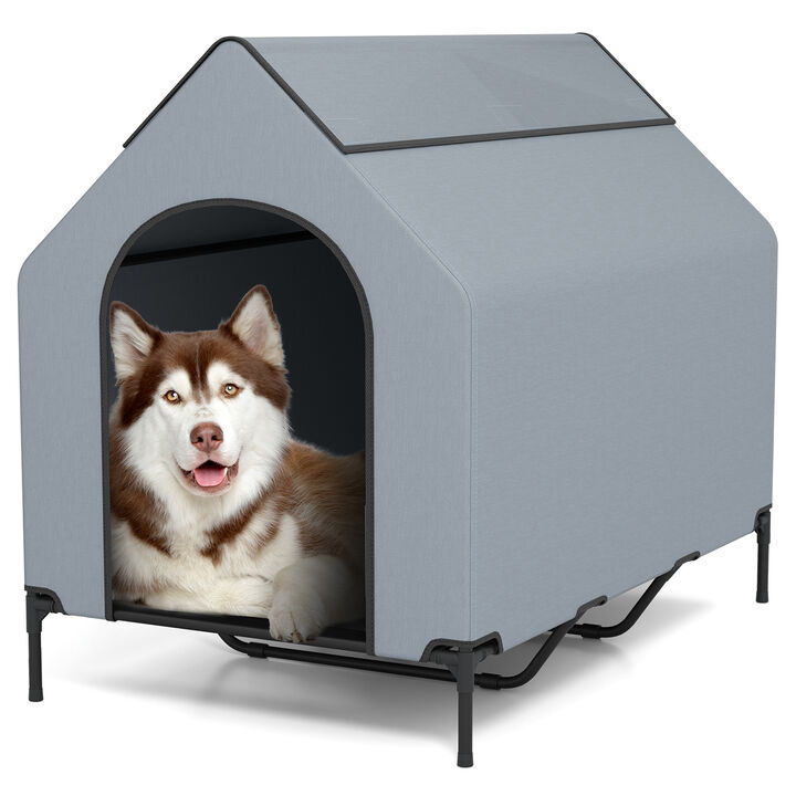 Outdoor Elevated Pet House with Ventilated Windows for Better Airflow