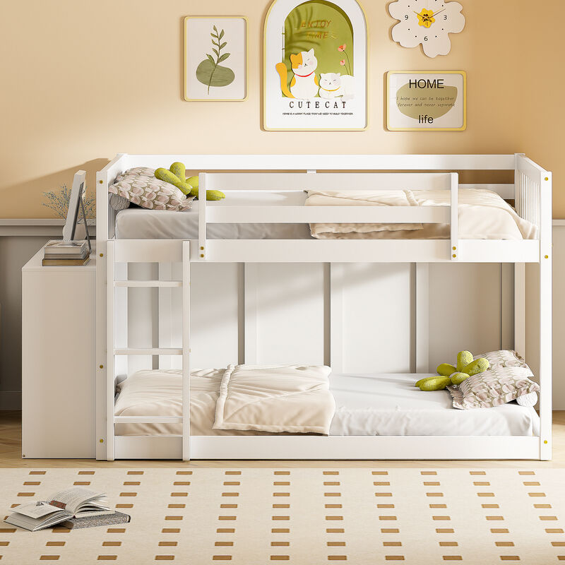 Whisen 92.4"x57" Full over Full Bunk Bed with 4 Drawers 3 Shelves, Solid Wood for Kids Bedroom image number 2