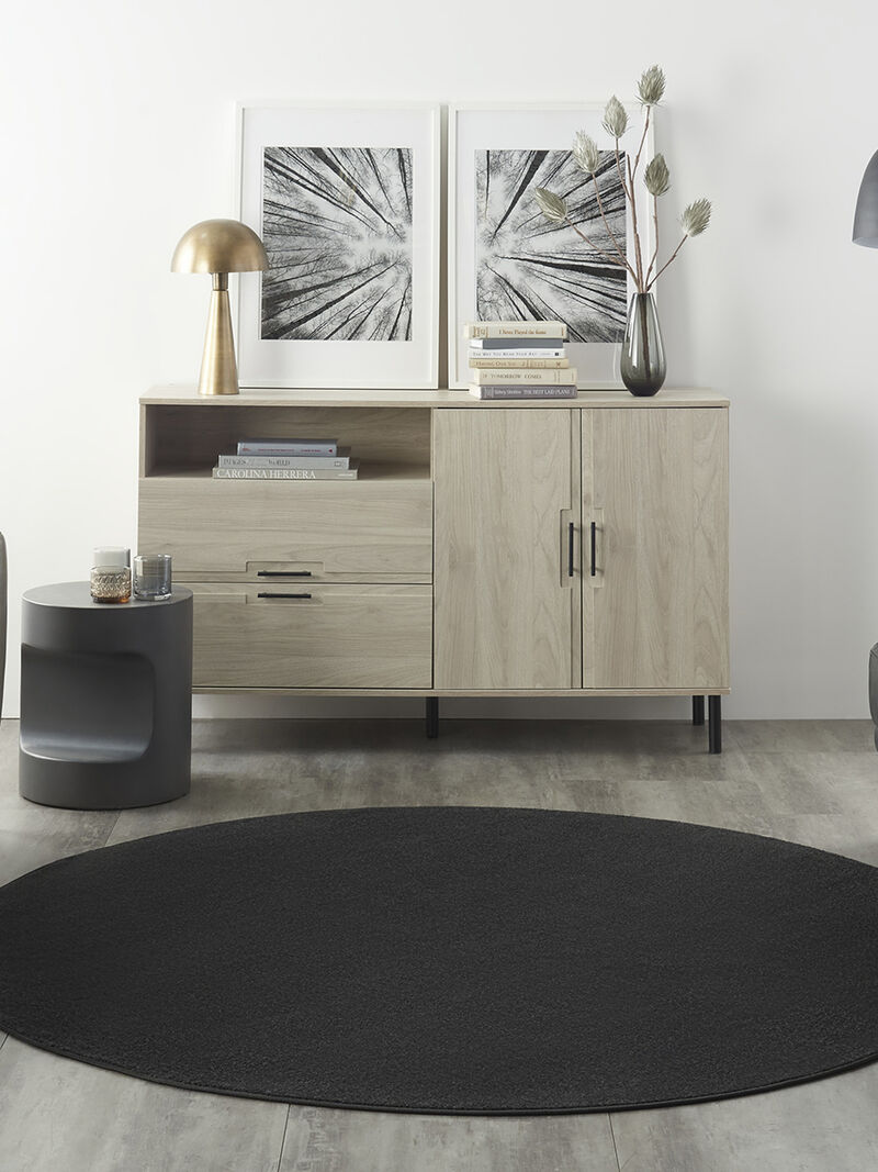 Nourison Essentials NRE01 Black 6' x Round Rug