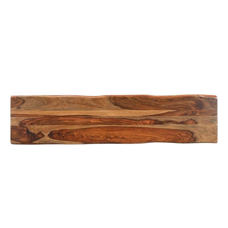 HomeRoots 75" Brown Solid Wood Live Edge Dining Bench image number 2